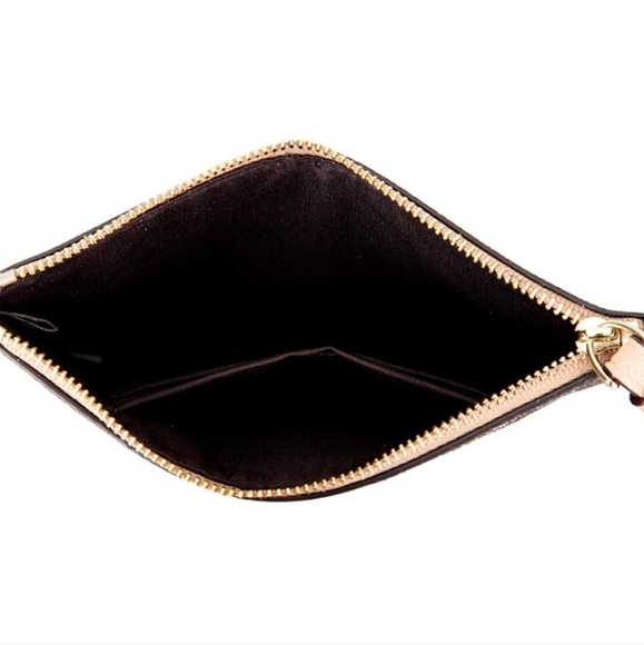 Coach F22705 IMGLD Star Glitter Gold Printed Coated Canvas Corner Zip Wristlet W - Picture 8 of 14